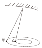 如图，用绳子（质量忽略不计）将甲、乙两铁球挂在天花板上的同一个挂钩上，然后使两铁球在同一水平面上做匀 