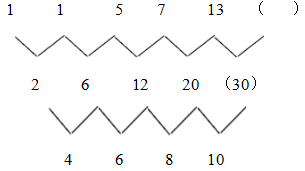 1，1，5，7，13，（ ） 