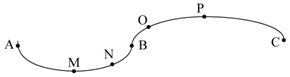 某司机驾车在如下图所示的路面上前行，已知AB段为下凹路段，BC段是上凸路段，当汽车依次经过M、N、O 