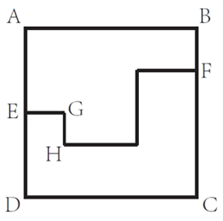 下图中ABCD为边长10米的正方形路线，E为AD中点，F为与B相距3米的BC上一点，从E点到F点有小 