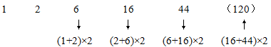 1，2，6，16，44，（ ） 