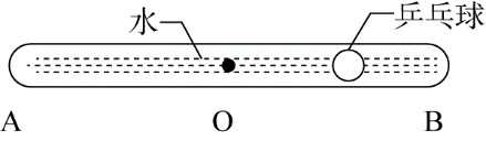 如图所示、AB为一根两端封闭的玻璃粗管，其中装满水，水中有一个直径小于粗管直径的乒乓球。当玻璃管以中 