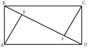 一块长方形土地ABCD中绘有3条会侧线如图所示。已知AE和CF垂直于对角线BD，AE、EF分别长8米 