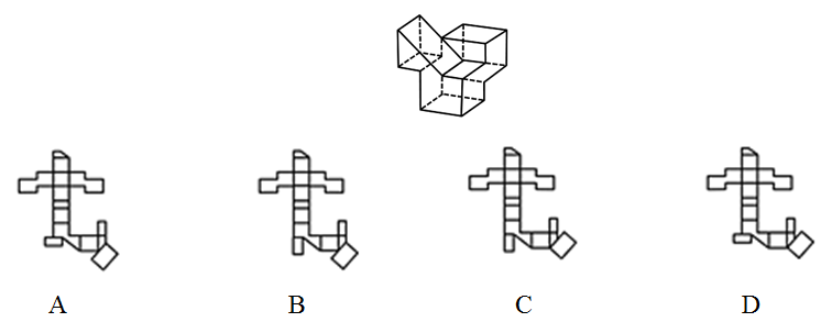 下图是给定的立体图形，以下哪一项是该立体图形的外表面展开图？【2021山东049】 