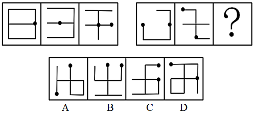 请选择最适合的一项填入问号处，使右边图形的变化规律与左边图形一致。【2018广州325076】 