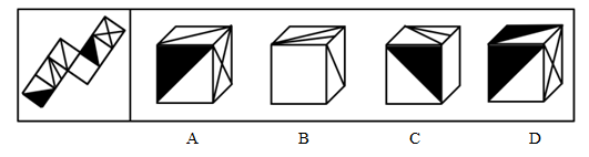 下面给定的是纸盒外表面的展开图，右边哪一项能由它折叠而成？请把它找出来。【2020江苏B086】 