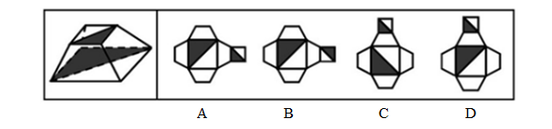 左边给定的立体图是由右边哪一项折叠而成的：【2012-安徽-080】 