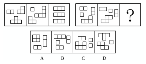 从四个选项中选择一个替代问号，使两套图形的规律表现出最大的相似性，最适合的是。【2020深圳Ⅰ023 