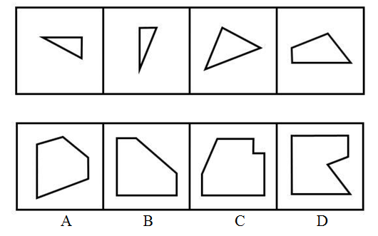 选项四个图形中，只有一个是由题干的四个图形拼合（只能通过上、下、左、右平移）而成的，请把它找出来。【 