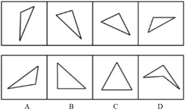 选项的四个图形中，只有一个是由题干的四个图形拼合而成的，请选出来：【2011江苏C046】 