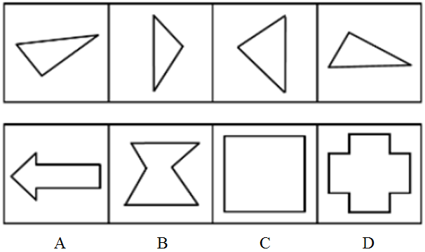 选项的四个图形中，只有一个是由题干的四个图形拼合而成的，请选出来：【2011江苏C047】 