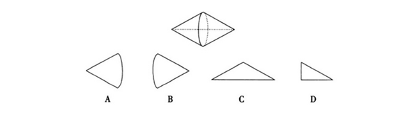 以下立体图是由哪个平面图形绕横轴旋转一周而成的：【2015吉林上甲058】 