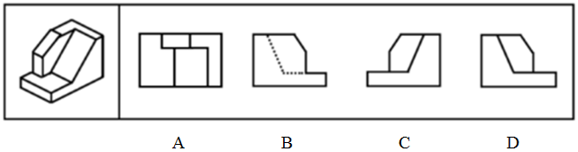 下图右侧的4个图形中，除了（），都是左侧立体物体的投影图。【2011上海A039/上海B109】 