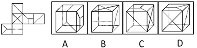 右边的盒子能由左边给定的图形做成的一个是：【2014江苏B059】 