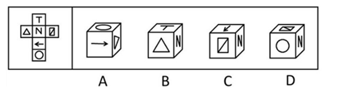左边给定的是纸盒的外表面，下列哪一项能由它折叠而成：【2013浙江A080/浙江B080 
