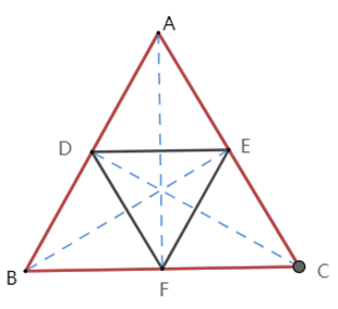 △ABC为等边三角形，若DEF为三角形三个边的中点，用ABCDEF六个点中的任意三个作顶点，可有多少 