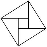 如图，由四个全等的直角三角形拼成一个大正方形，每个三角形的面积都是1，且两直角边之比大于等于2，则这 