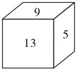 如下图所示，一个正方体木块六个面上分别写着数字，相对面上两个数字的和为20。现在正方体木块的上面是9 
