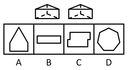 某物体由两个相同的正三棱柱组合而成，则其侧面轮廓最不可能是：【2023广东乡镇049】 