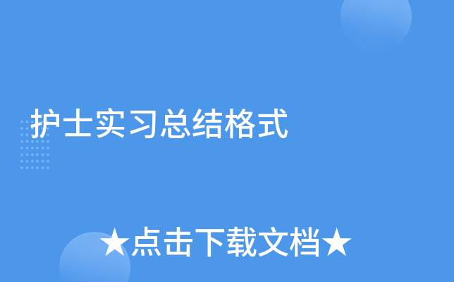 护士实习总结格式