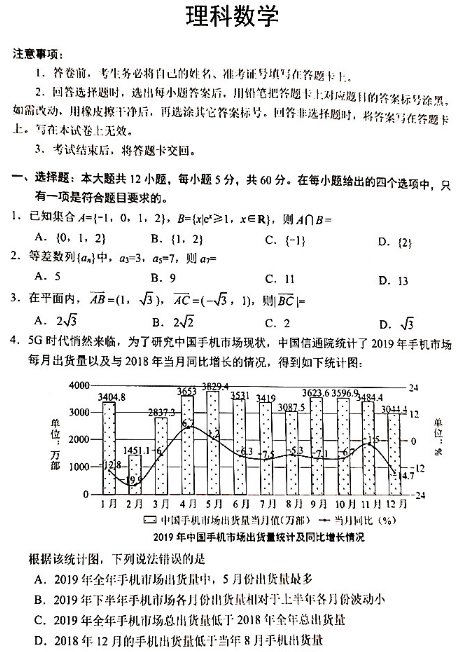 2020河南高考理科数学模拟卷（含答案）